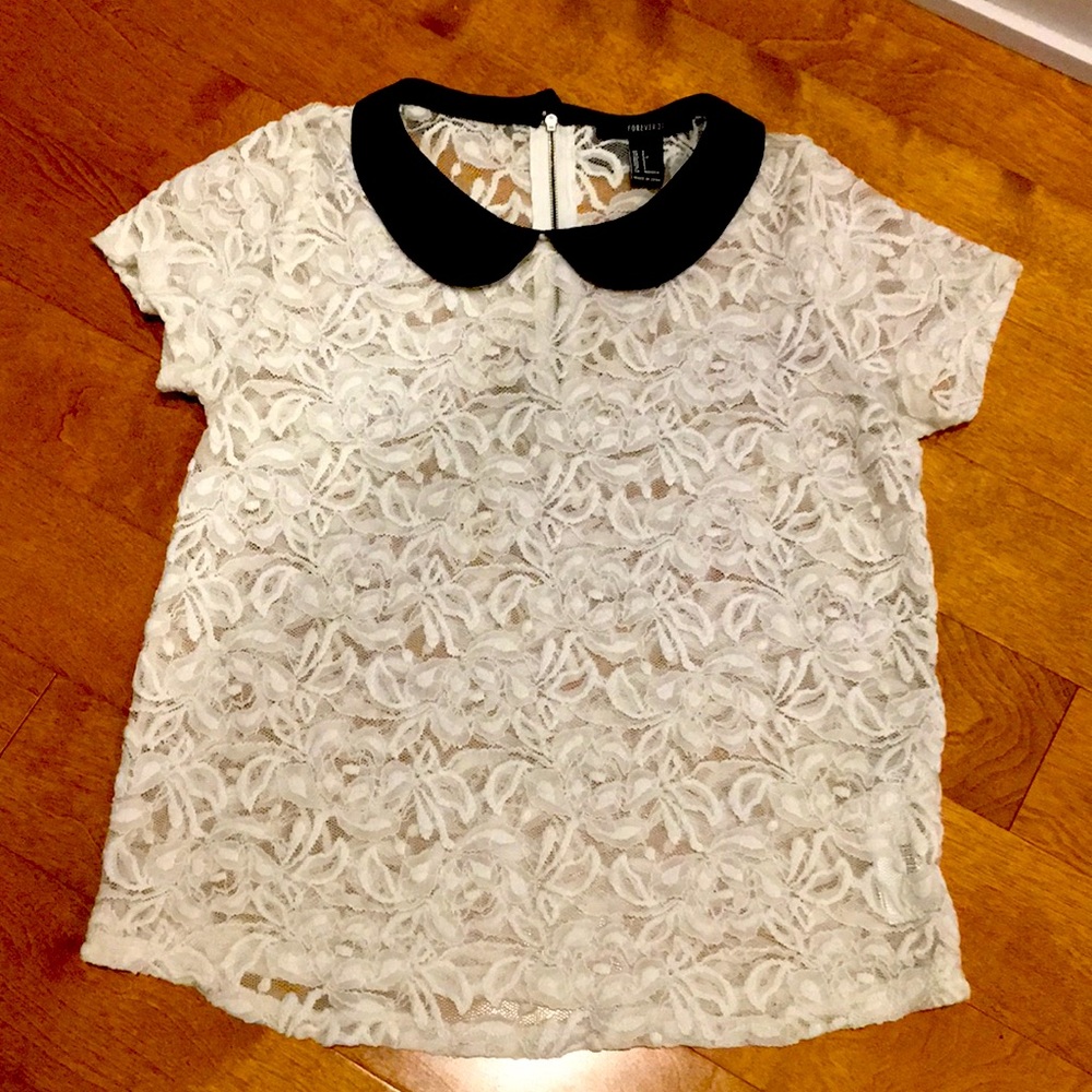 Embroidered offwhite see-through Small top